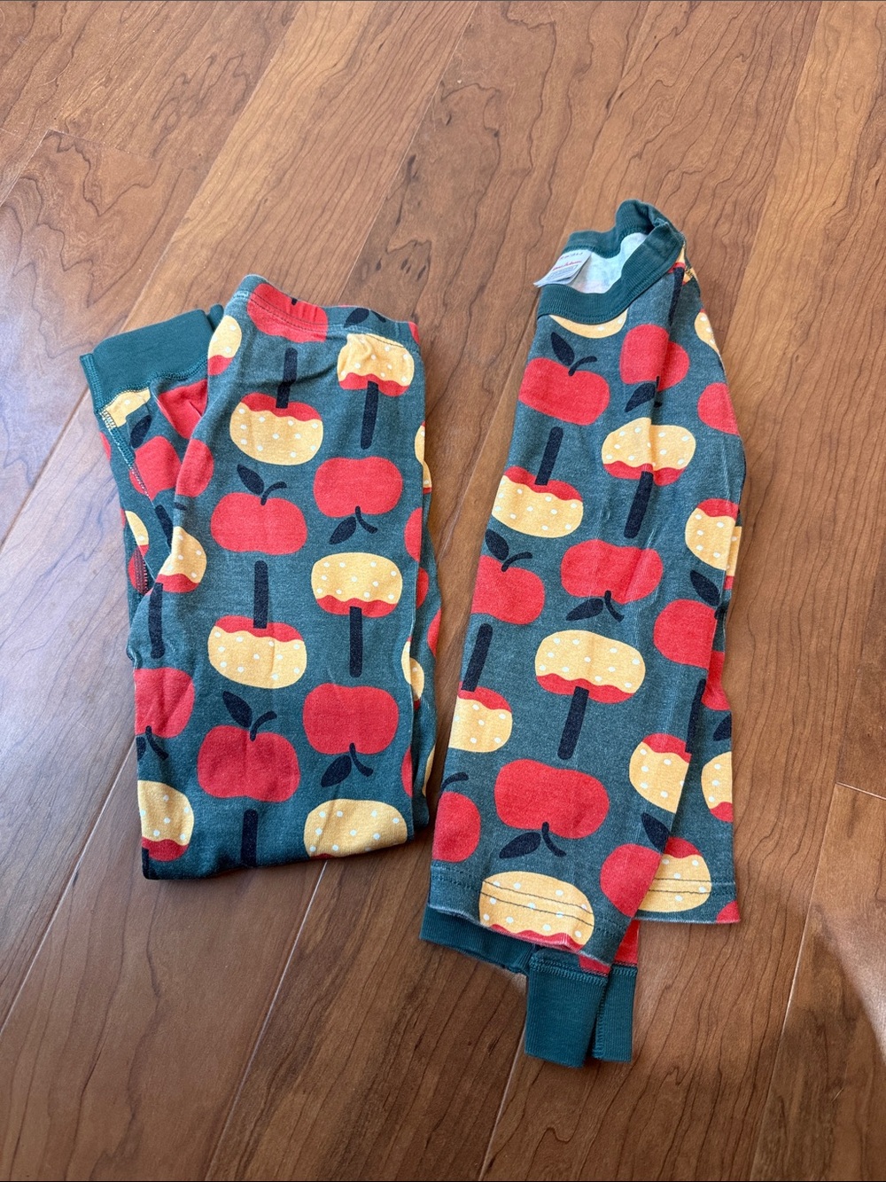 Hanna Andersson Candy Apple Organic Cotton Long John Pajama Set Sz 6-7 Y